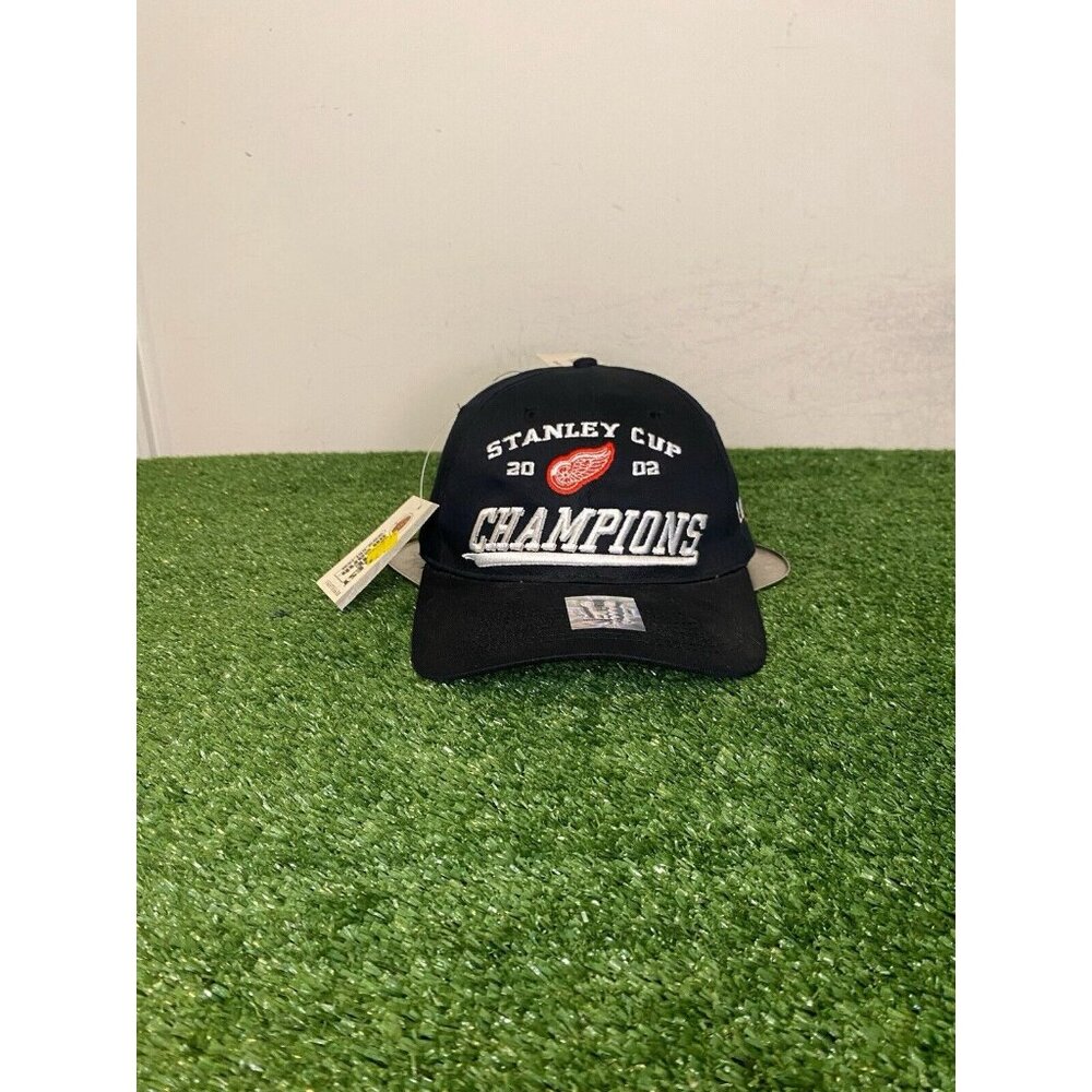 Vintage Detroit Red Wings hat cap snap back new black mens Drew Pearson Y2K